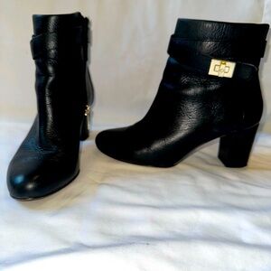 Ann Taylor Black Leather heeled booties